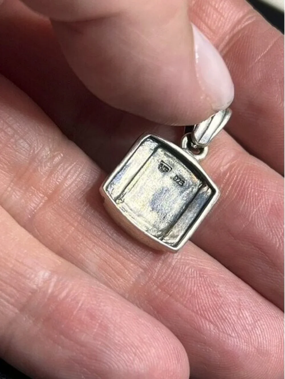 B6573 Sterling Silver NF 925 Mother of Pearl Marcasite Art Deco Pendant 3.5g 1